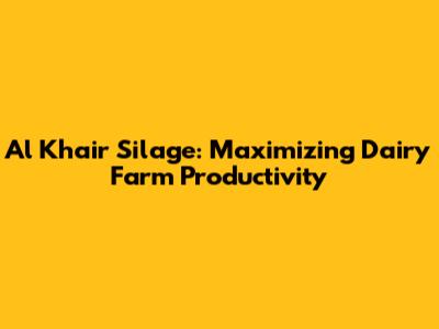 Al Khair Silage: Maximizing Dairy Farm Productivity