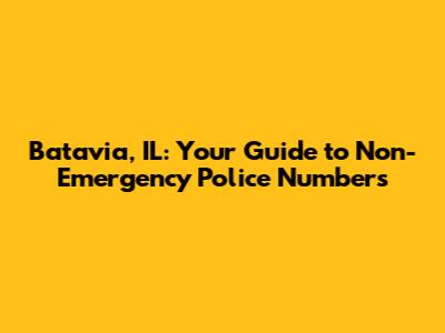 Batavia, IL: Your Guide to Non-Emergency Police Numbers