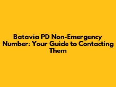 Batavia PD Non-Emergency Number: Your Guide to Contacting Them