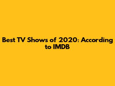Best TV Shows of 2020: According to IMDB