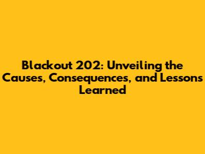 Blackout 202: Unveiling the Causes, Consequences, and Lessons Learned