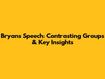 Bryan's Speech: Contrasting Groups & Key Insights