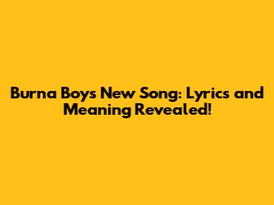 Burna Boy's New Song: Lyrics and Meaning Revealed!