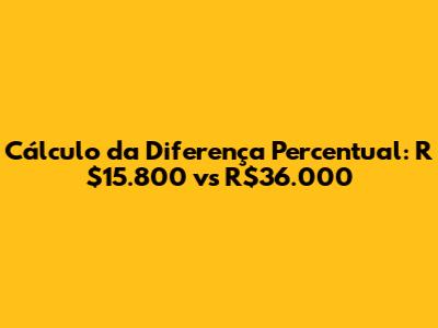 Cálculo da Diferença Percentual: R$15.800 vs R$36.000
