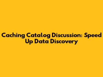 Caching Catalog Discussion: Speed Up Data Discovery