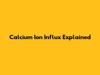 Calcium Ion Influx Explained
