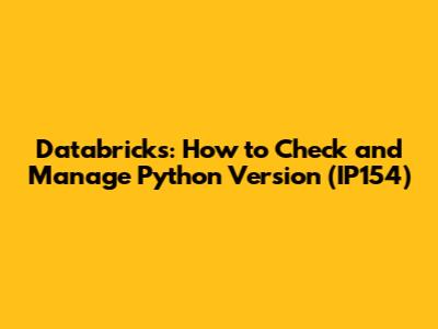 Databricks: How to Check and Manage Python Version (IP154)