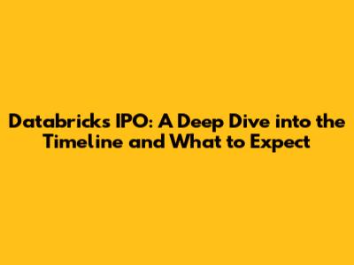 Databricks IPO: A Deep Dive into the Timeline and What to Expect