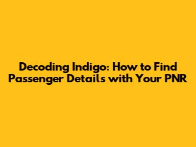 Decoding Indigo: How to Find Passenger Details with Your PNR