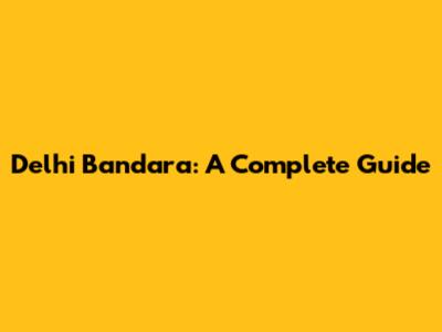 Delhi Bandara: A Complete Guide