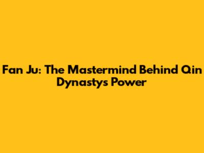 Fan Ju: The Mastermind Behind Qin Dynasty's Power