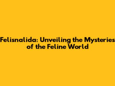 Felisnalida: Unveiling the Mysteries of the Feline World
