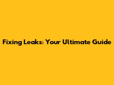 Fixing Leaks: Your Ultimate Guide