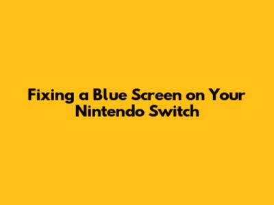 Fixing a Blue Screen on Your Nintendo Switch