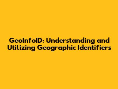 GeoInfoID: Understanding and Utilizing Geographic Identifiers