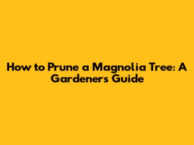How to Prune a Magnolia Tree: A Gardener's Guide