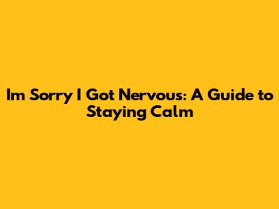 I'm Sorry I Got Nervous: A Guide to Staying Calm