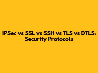 IPSec vs SSL vs SSH vs TLS vs DTLS: Security Protocols