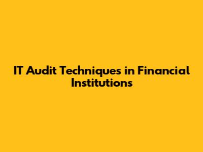 IT Audit Techniques in Financial Institutions