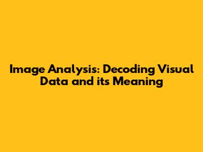 Image Analysis: Decoding Visual Data and its Meaning