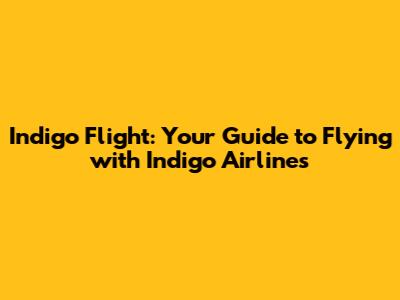 Indigo Flight: Your Guide to Flying with Indigo Airlines