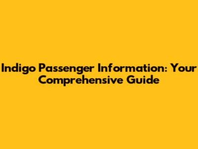 Indigo Passenger Information: Your Comprehensive Guide