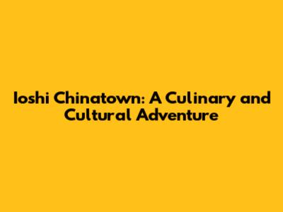 Ioshi Chinatown: A Culinary and Cultural Adventure