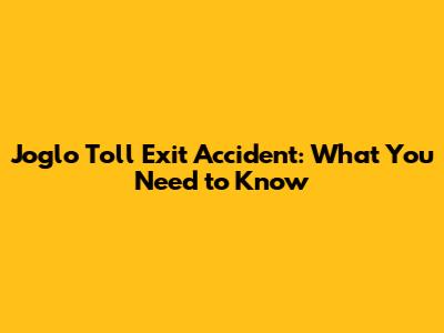 Joglo Toll Exit Accident: What You Need to Know
