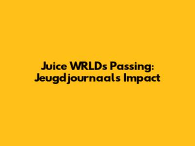Juice WRLD's Passing: Jeugdjournaal's Impact