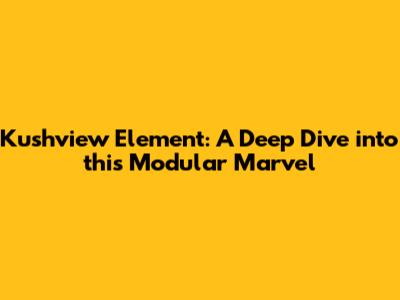 Kushview Element: A Deep Dive into this Modular Marvel