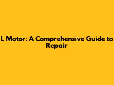 L Motor: A Comprehensive Guide to Repair