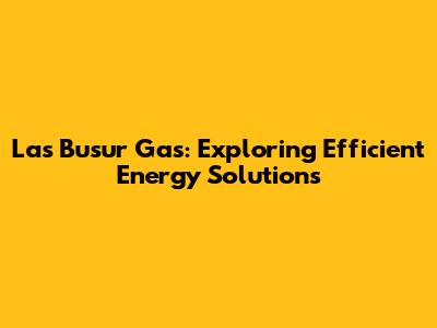 Las Busur Gas: Exploring Efficient Energy Solutions