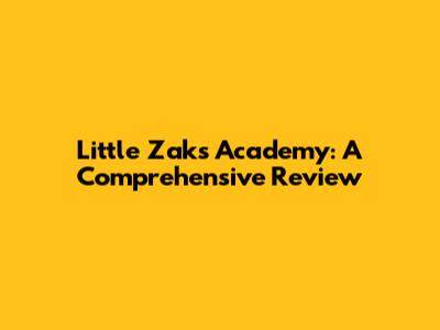 Little Zak's Academy: A Comprehensive Review