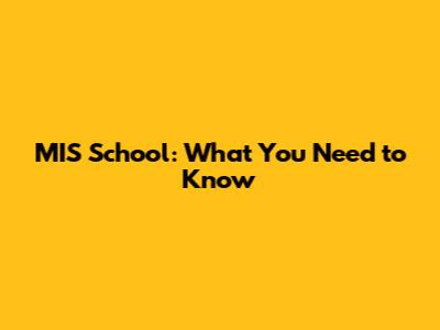 MIS School: What You Need to Know