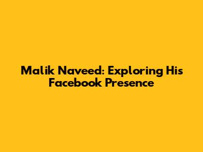 Malik Naveed: Exploring His Facebook Presence