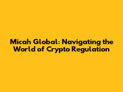 Micah Global: Navigating the World of Crypto Regulation