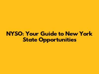 NYSO: Your Guide to New York State Opportunities