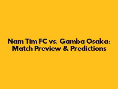 Nam Tim FC vs. Gamba Osaka: Match Preview & Predictions