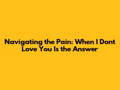 Navigating the Pain: When "I Don't Love You" Is the Answer