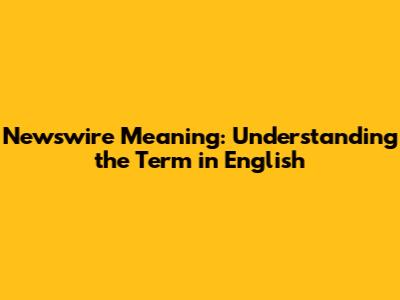 Newswire Meaning: Understanding the Term in English