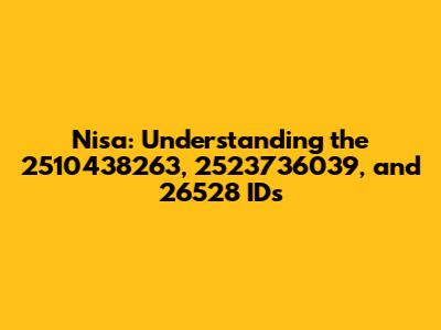 Nisa: Understanding the 2510438263, 2523736039, and 26528 IDs