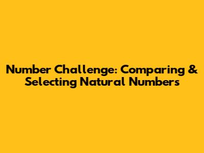 Number Challenge: Comparing & Selecting Natural Numbers