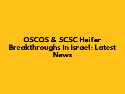 OSCOS & SCSC Heifer Breakthroughs in Israel: Latest News