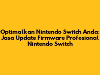 Optimalkan Nintendo Switch Anda: Jasa Update Firmware Profesional Nintendo Switch