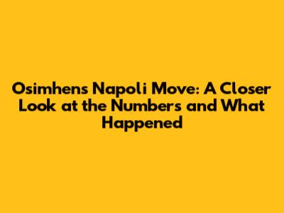 Osimhen's Napoli Move: A Closer Look at the Numbers and What Happened