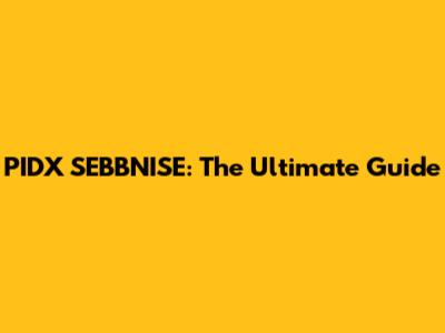 PIDX SEBBNISE: The Ultimate Guide
