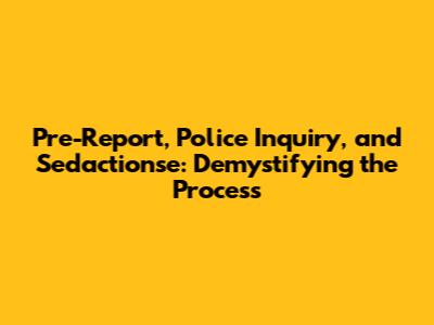 Pre-Report, Police Inquiry, and Sed'actionse: Demystifying the Process