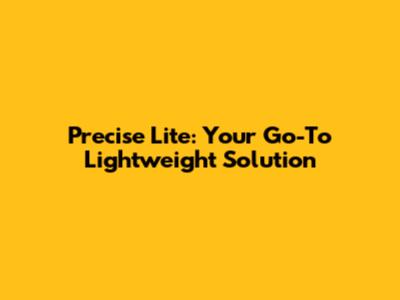 Precise Lite: Your Go-To Lightweight Solution