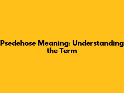 Psedehose Meaning: Understanding the Term