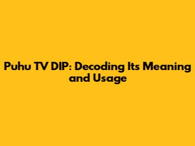 Puhu TV DIP: Decoding Its Meaning and Usage